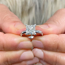 Load image into Gallery viewer, IGI Certified Princess Cut Diamond Engagement Ring Deco Bridal Wedding Ring Solitaire Four Prong Set Ring 14k Solid White Gold 1.50ct F-VS2
