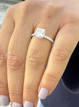 Load image into Gallery viewer, Cushion Cut Moissanite Ring And Round Cut Engagement Ring 14K Solid White Gold Bridal Ring Wedding Ring Prong Set Half Eternity Ring 1.90ctw
