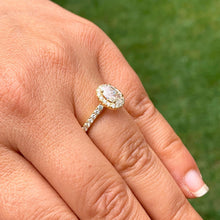 Load image into Gallery viewer, GIA Certified Oval Cut and Round Cut Sides Natural Diamond Engagement Ring Halo Ring Wedding Bridal Ring For Her 14k Solid Yellow Gold 1.20

