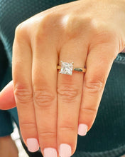 Load image into Gallery viewer, Princess Cut Moissanite Engagement Ring Solitaire 14k Solid Yellow Gold Bridal Ring Wedding Anniversary Solitaire Four Prong Set Ring 2.00ct
