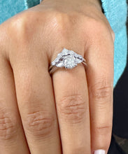 Load image into Gallery viewer, Round Cut And Pear Shape Sides Diamond Engagement Ring And Matching Band IGI Certified 14k Solid White Gold Bridal Wedding Set 1.90ctw F-VS2
