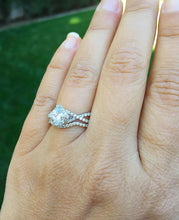 Load image into Gallery viewer, GIA Certified Princess Cut And Round Cut Natural Diamond Engagement Ring And Band Halo Twisted Shank Wedding Set 14k Solid White Gold 1.70ct
