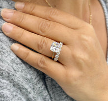 Load image into Gallery viewer, Square Cushion Cut Moissanite And Round Cut Sides Engagement Ring And Matching Band Set In 14k Solid Yellow Gold Wedding Bridal Set 6.00ctw
