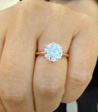 Load image into Gallery viewer, Round Cut Moissanite Engagement Ring Solitaire Bridal Ring 14k Solid Rose Gold Wedding Ring Six prong set Moissanite Solitaire 3.00ct
