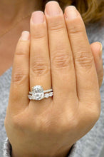 Load image into Gallery viewer, Elongated Cushion Cut And Round Cut Sides Diamond Engagement Ring And Matching Band IGI Certified 14K Solid Yellow Gold Wedding Ring 5.00ctw
