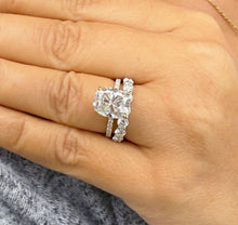 Load image into Gallery viewer, Elongated Cushion Cut And Round Cut Sides Diamond Engagement Ring And Matching Band IGI Certified 14K Solid Yellow Gold Wedding Ring 5.00ctw
