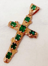 Load image into Gallery viewer, Natural Emerald Cut Green Emerald Cross Pendent Style 10K, 14K or 18K Solid Rose, Yellow or White Gold Men's Cross Men's Emerald Cross 2.50
