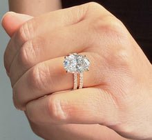 Load image into Gallery viewer, Oval Shape Moissanite And Round Cut Sides Engagement Ring And Matching Band 14k Yellow Gold Bridal Ring Solitaire Wedding Ring 6.30ctw
