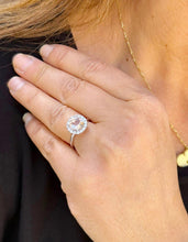 Load image into Gallery viewer, Round Cut Yellow Citrine and Round Cut Sides cvd Diamond Ring halo Style Ring 14K Solid White Gold Right Hand Ring 1.75ctw
