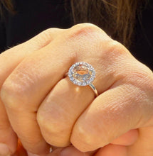 Load image into Gallery viewer, Round Cut Yellow Citrine and Round Cut Sides cvd Diamond Ring halo Style Ring 14K Solid White Gold Right Hand Ring 1.75ctw
