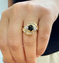 Load image into Gallery viewer, Oval Cut Natural Sapphire and Round And Baguettes Cut Natural Diamonds Engagement Ring 14k Solid Yellow Gold Wedding Ring 1.80ctw
