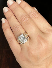 Load image into Gallery viewer, Radiant Cut And Round Cut IGI Certified Diamond Sides Engagement Ring And Matching Band 14k Solid Yellow Gold Wedding Set 5.20ctw G-VS2
