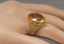 Load image into Gallery viewer, Oval Cut Natural Yellow Citrine Ring Art Deco Style Ring Anniversary Gift Prong Set Right Hand Ring For Her 14k Solid Yellow Gold 5.00ctw
