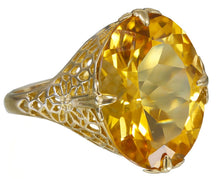 Load image into Gallery viewer, Oval Cut Natural Yellow Citrine Ring Art Deco Style Ring Anniversary Gift Prong Set Right Hand Ring For Her 14k Solid Yellow Gold 5.00ctw
