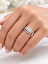 Load image into Gallery viewer, IGI Certified Princess Cut And Round Cut Sides Diamond Engagement Ring And Two Bands, Halo Wedding Set 14k Solid White Gold 2.00ctw
