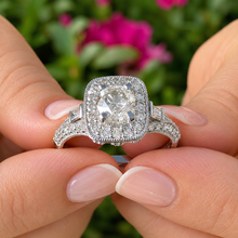 Load image into Gallery viewer, Round Moissanite Antique Filigree Halo Engagement Ring 14K White Gold 1.75 CT

