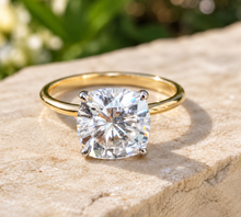 Load image into Gallery viewer, Cushion Diamond Solitaire Engagement Ring 14K Gold 4.00 CT
