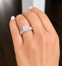 Load image into Gallery viewer, Princess Moissanite &amp; Round CVD Diamond Engagement Ring 14K Gold 2.50 CTW
