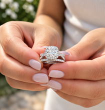 Load image into Gallery viewer, Cushion &amp; Round Natural Diamond Halo Bridal Ring Set 14K Gold 2.50 CT
