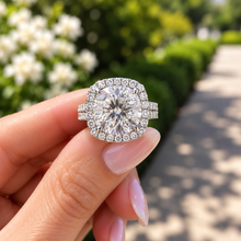 Load image into Gallery viewer, Round Diamond Halo Split Shank Engagement Ring 14K Gold 5.70 CT
