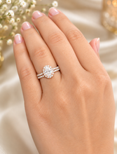 Load image into Gallery viewer, Oval Moissanite &amp; Round Halo Bridal Ring Set 14K Rose Gold 2.00 CTW
