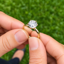 Load image into Gallery viewer, Round Moissanite Six Prong Solitaire Engagement Ring 14K Yellow Gold 3.00 CT
