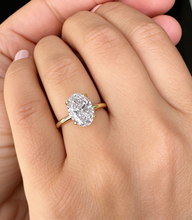 Load image into Gallery viewer, Elongated Oval Moissanite Four Prong Solitaire Engagement Ring 14K Yellow Gold 4.00 CT
