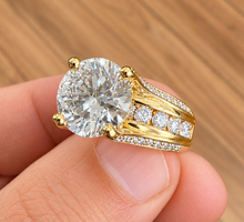 Load image into Gallery viewer, Round Moissanite Inner Halo Engagement Ring 14K White Gold 6.50 CTW
