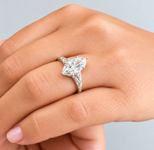Load image into Gallery viewer, Marquise Diamond Antique Filigree Engagement Ring IGI Certified 14K White Gold 3.00 CT
