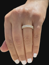 Load and play video in Gallery viewer, Round Cut Moissanite Three Sided Eternity Band Set Anniversary Band Prong Set Wedding Band In 14k Yellow Gold Eternity Band For Her 2.00ctw

