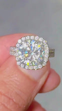 Load and play video in Gallery viewer, Round Cut Diamond Engagement Ring IGI Certified 14k Solid White Gold Halo Wedding ring Split shank Bridal Ring 5.70ct G-VS2
