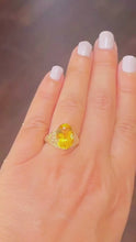 Load and play video in Gallery viewer, Oval Cut Natural Yellow Citrine Ring Art Deco Style Ring Anniversary Gift Prong Set Right Hand Ring For Her 14k Solid Yellow Gold 5.00ctw
