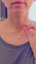 Load and play video in Gallery viewer, Cushion Shape Natural Yellow Citrine And Round Cut Natural Diamonds Pendent And Chain Necklace Double Halo Style Gift 14k White Gold 2.50ctw
