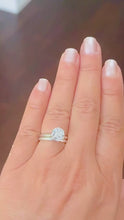 Load and play video in Gallery viewer, Solitaire Round Cut Moissanite Engagement Ring And Matching Band Set Wedding Set Six Prong Setting 7.50mm 14K Solid White Gold 1.50ct
