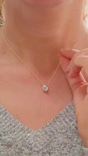 Load and play video in Gallery viewer, Round Cut Moissanite Pendant And Chain Solitaire Minimalist Dainty Style 14k Yellow Gold Necklace And Chain Wedding Gift For Her 2.00ct
