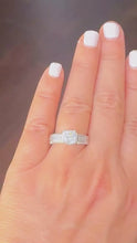 Load and play video in Gallery viewer, Princess Cut Center And Round Cut Sides Diamond Engagement Ring Prong Set Wedding Bridal Ring IGI Certified 14k White Gold 2.50ctw
