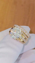 Load and play video in Gallery viewer, IGI Certified Round Cut Center Diamond Engagement Ring And Matching Band Inner Halo 14k Solid And Heavy White Gold Wedding Ring 7.50ctw
