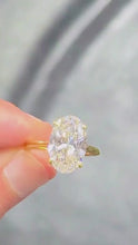 Load and play video in Gallery viewer, IGI Certified Oval Shape And Round Cut Diamond Engagement Ring Inner Halo Style Wedding Ring Women's Bridal Ring 14K Yellow Gold 4.15ctw

