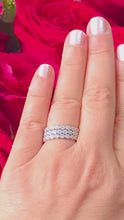 Load and play video in Gallery viewer, Round Cut Moissanites Band Eternity Style Anniversary Band Antique Filigree Style Engagement Band 14k White Gold Ring Wedding Bands 0.60ctw
