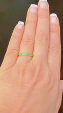 Load and play video in Gallery viewer, Round Cut Natural Emeralds Half Eternity Band Set In 14K Yellow Gold Wedding Band Anniversary Band Women's Bridal Sapphire Band Gift 0.25ctw

