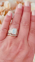 Load and play video in Gallery viewer, Radiant Cut Moissanite And Round Cut Sides Engagement Ring And Matching Band Set In 14k Solid And Heavy Yellow Gold Wedding set 6.25ctw
