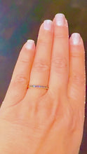 Load and play video in Gallery viewer, Round Cut Natural Sapphire Half Eternity Band Set In 14K Yellow Gold Wedding Band Anniversary Band Women's Bridal Sapphire Band Gift 0.25ctw
