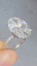 Load and play video in Gallery viewer, IGI Certified Oval Shape And Round Cut Diamond Engagement Ring Halo Style Wedding Ring Women's Bridal Ring 14K Solid White Gold 5.25ctw
