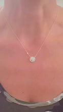 Load and play video in Gallery viewer, Round Cut Moissanite Pendant And Chain Solitaire Minimalist Dainty Halo Style 14k Solid Yellow Gold Necklace And Chain Wedding Gift 1.70ctw
