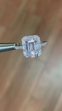 Load and play video in Gallery viewer, Emerald Cut Round Cut And Baguettes Diamond Engagement Ring IGI Certified 14k Solid White Gold Deco Halo Bridal Wedding Ring 2.70ctw F-VS2
