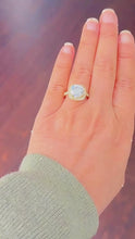 Load and play video in Gallery viewer, Round Cut Moissanite Engagement Ring Halo Split Shank Design Bridal Ring Halo Wedding Ring Filigree Style 14k Solid Yellow Gold 4.60
