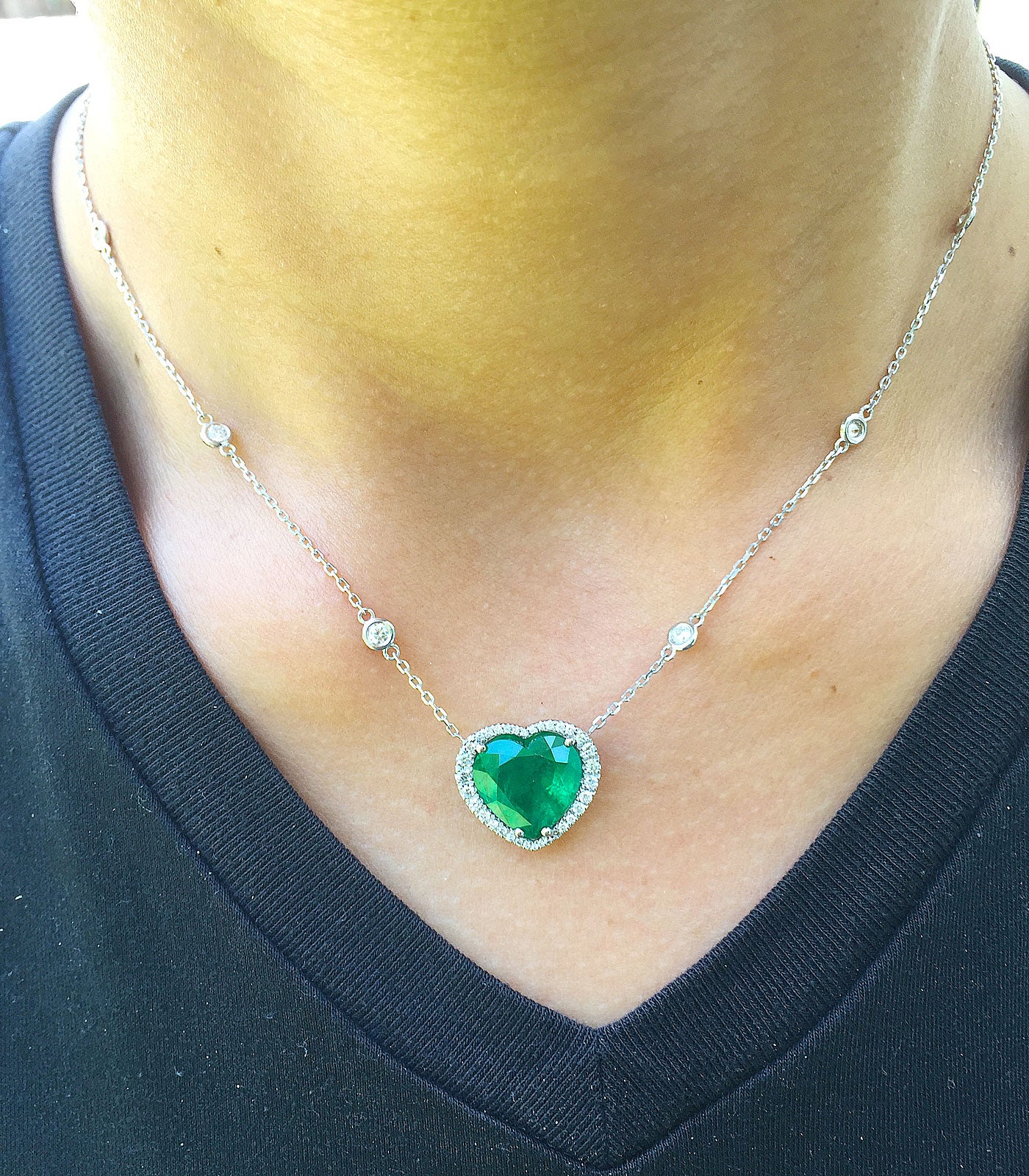 Rose Cut Emerald Necklace, Raindrop Emerald Necklace, May Birthstone N –  Huiyi Tan