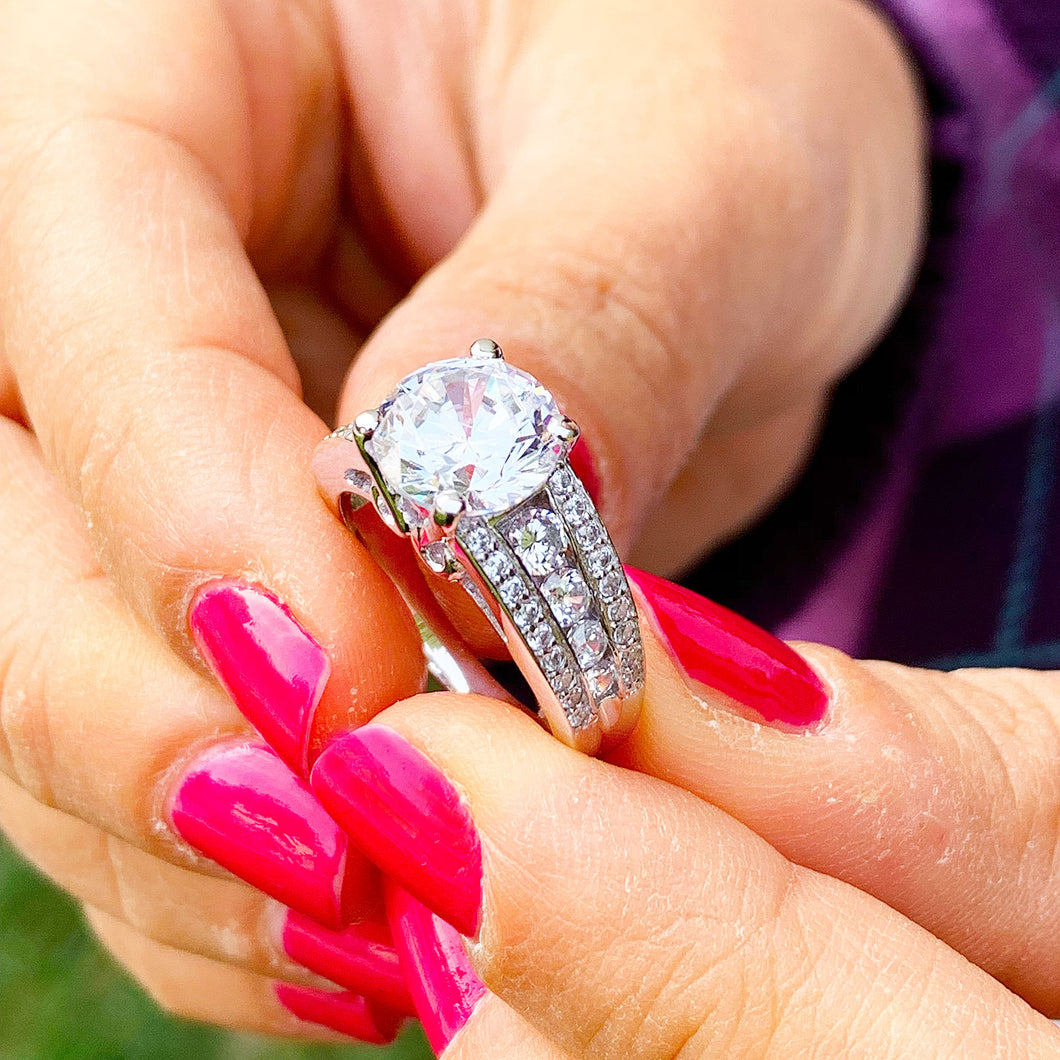 GIA/IGI Certified 14k White Gold Round Cut Diamond Engagement Ring Wedding, Anniversary Bridal Set 3.50ctw F-VS2