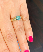 Load image into Gallery viewer, Tension Set Style 14K Solid Yellow Gold Round Cut Natural Blue Topaz Engagement Ring Wedding Anniversary 1.50ctw
