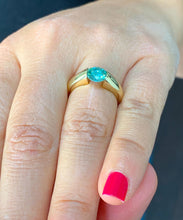 Load image into Gallery viewer, Tension Set Style 14K Solid Yellow Gold Round Cut Natural Blue Topaz Engagement Ring Wedding Anniversary 1.50ctw
